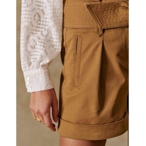 Sezane Rome High Waist Shorts 2 Caramel Brown